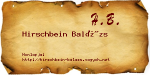 Hirschbein Balázs névjegykártya